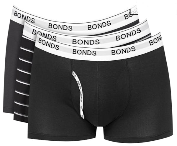 6 Pairs Mens Bonds Guyfront Trunk Cotton Underwear Black/Stripe