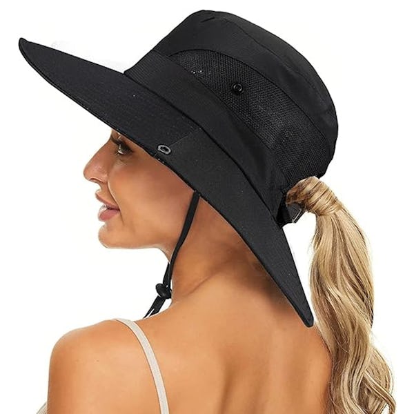 Bucket Hat Wide Brim Sun Hat Hiking Fisherman Hat Black - Onceit