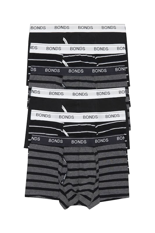18 X Bonds Mens Guyfront Trunks Underwear Black / Grey Stripe - Onceit