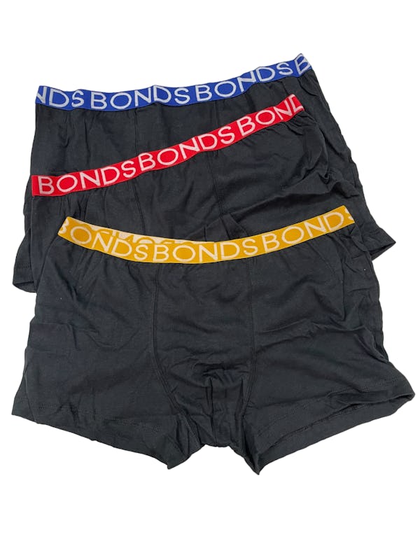 3 Pairs X Boys Bonds Trunks Plain Underwear Undies Black With