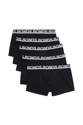 5 X Bonds Mens Everyday Trunks Underwear Black - Onceit
