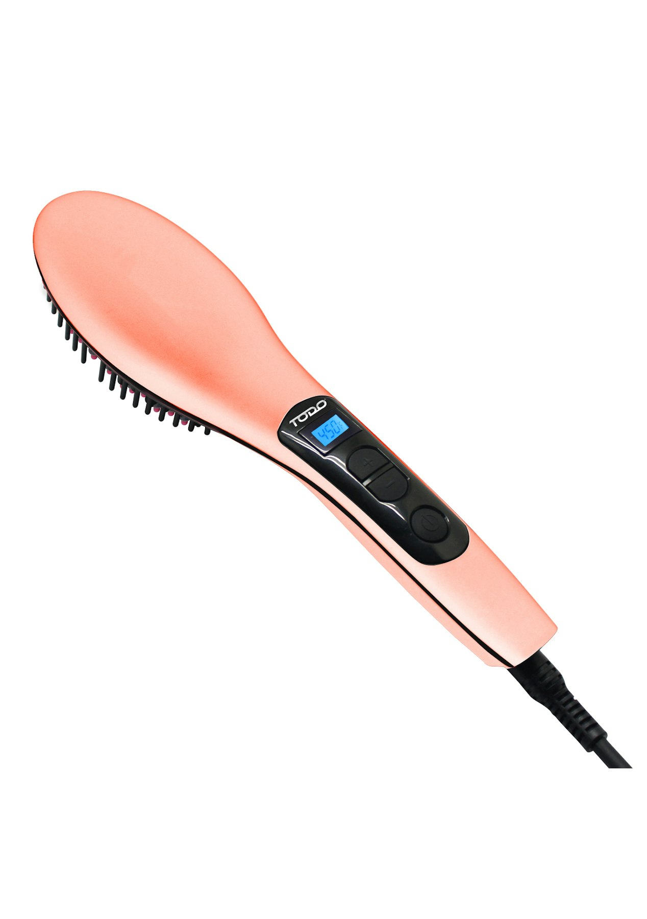 Todo Ceramic Tourmaline Ionic Hair Brush Straightener Iron Anti Frizz Comb  Peach - Onceit