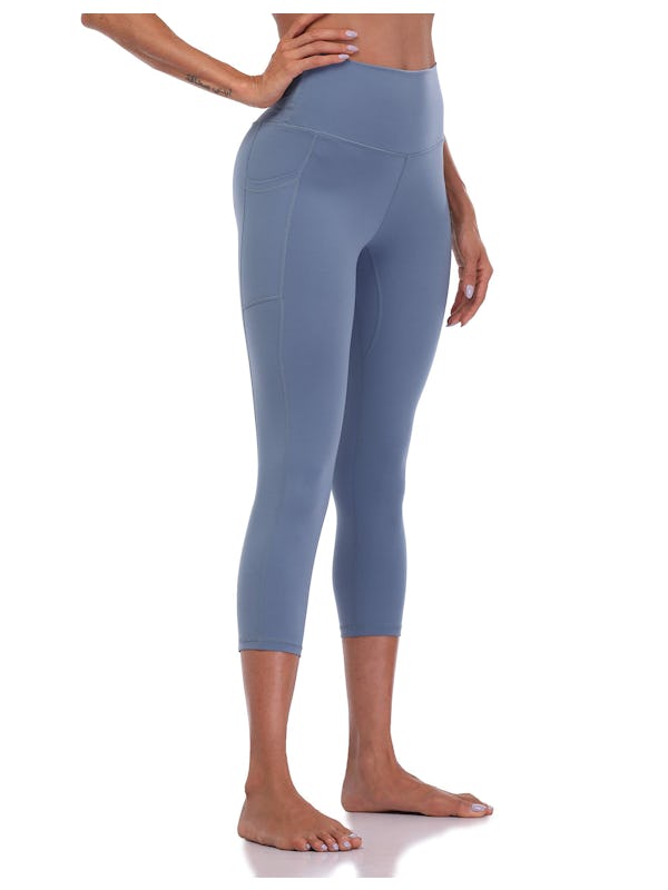colorfulkoala Womens High Waisted Yoga capris 21 Inseam Leggings with  Pockets (L, Steel Blue) - Onceit