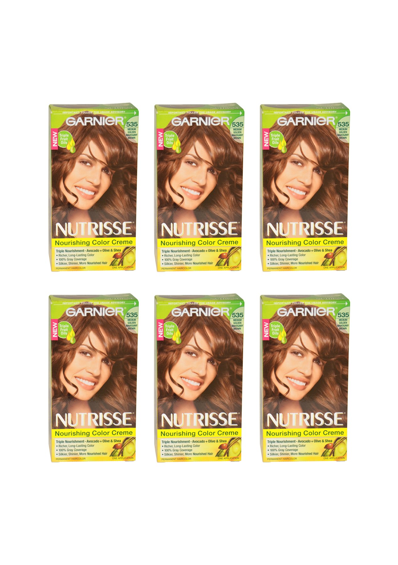 Nutrisse Nourishing Color Creme - 535 Medium Golden Mahogany Brown by  Garnier for Unisex - 1 Application Hair Color - Pack of 6 - Onceit