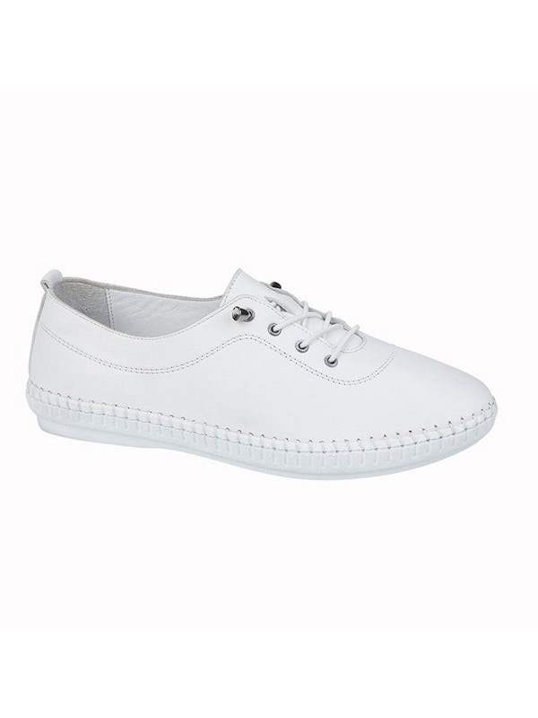 Mod Comfys - Womens/Ladies Leather Casual Shoes - White - Onceit