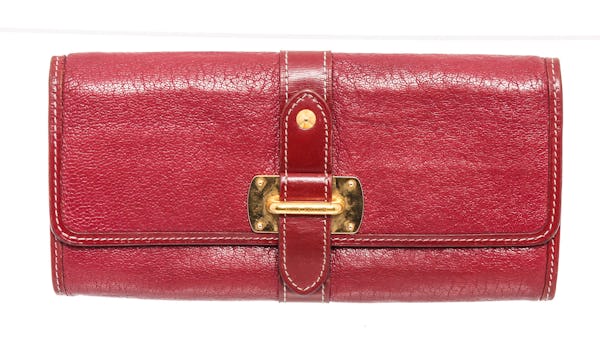 Pre Loved Louis Vuitton Red Suhali Leather Le Favori Wallet women - Onceit