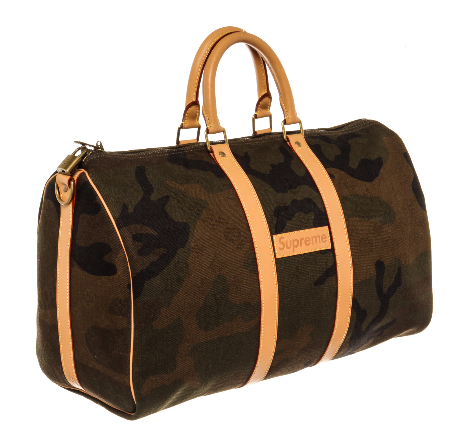 supreme lv camo duffle bag