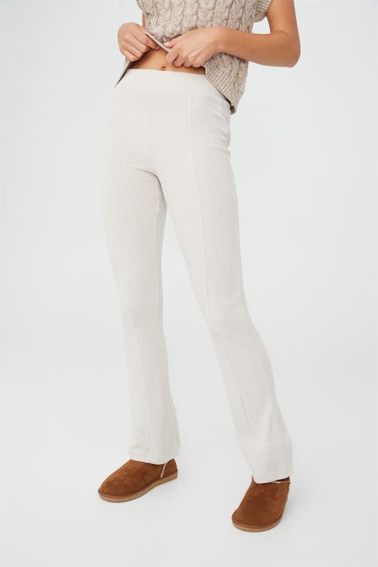 Cotton On Body Super Soft Rib Flare Pant Beige - Onceit