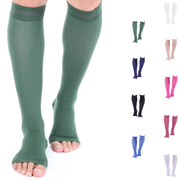 Doc Miller Open Toe compression Socks Women and Men, Toeless compression  Socks Women, Support circulation Shin Splints and calf Recovery, Varicose  Veins, 1 Pair Dark green Knee High, Large, 20-30mmHg - Onceit