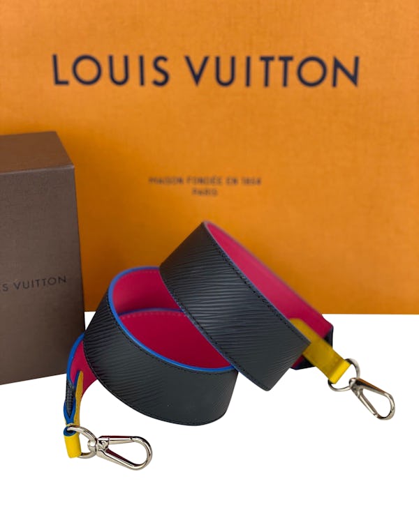 Louis Vuitton EPI Bandouliere Replacement Shoulder Strap Black Pink Yellow Pre Owned