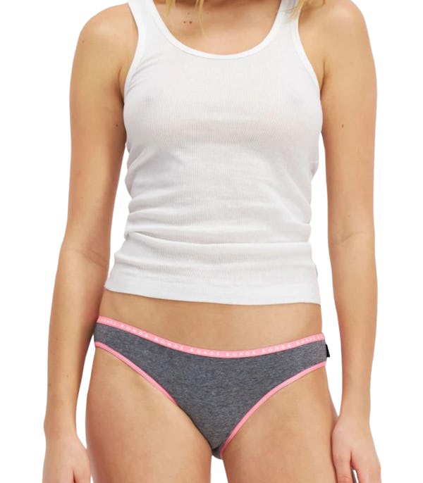 10 x Womens Bonds Hipster Bikini Cotton Ladies Underwear Grey/Pink Band  Grey Marle with Pink Band - Onceit