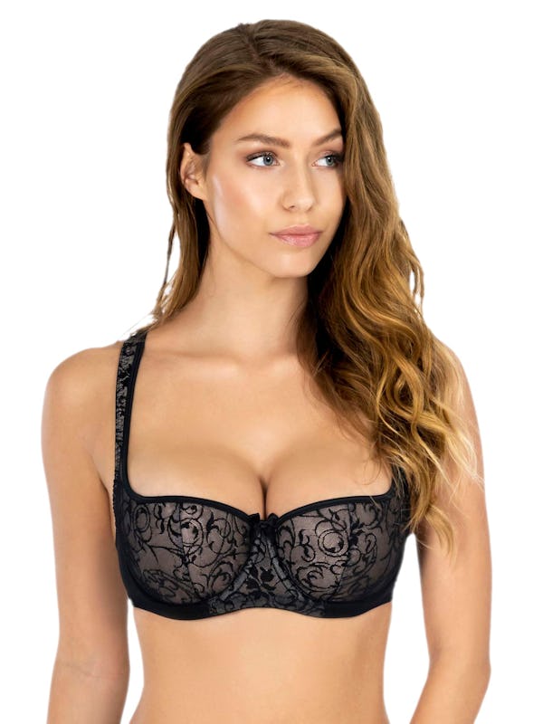 Rosme Womens Balconette Bra with Padded Straps, collection grand, Black, Size  34DD - Onceit