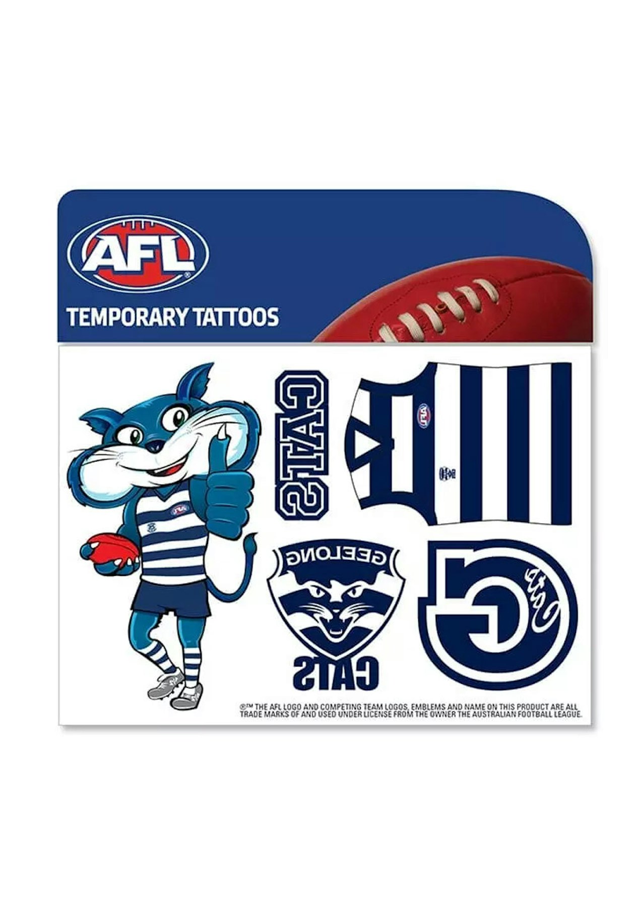 Geelong Cats Footy Tattoos AFL Team Logo Official Licensed 
