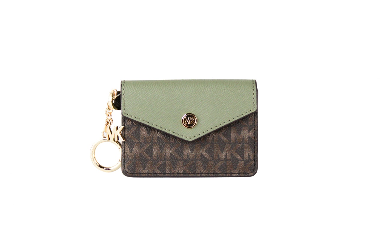 Michael Kors Kala Small Signature Leather Flap Key Ring Card Case (Army) -  Onceit